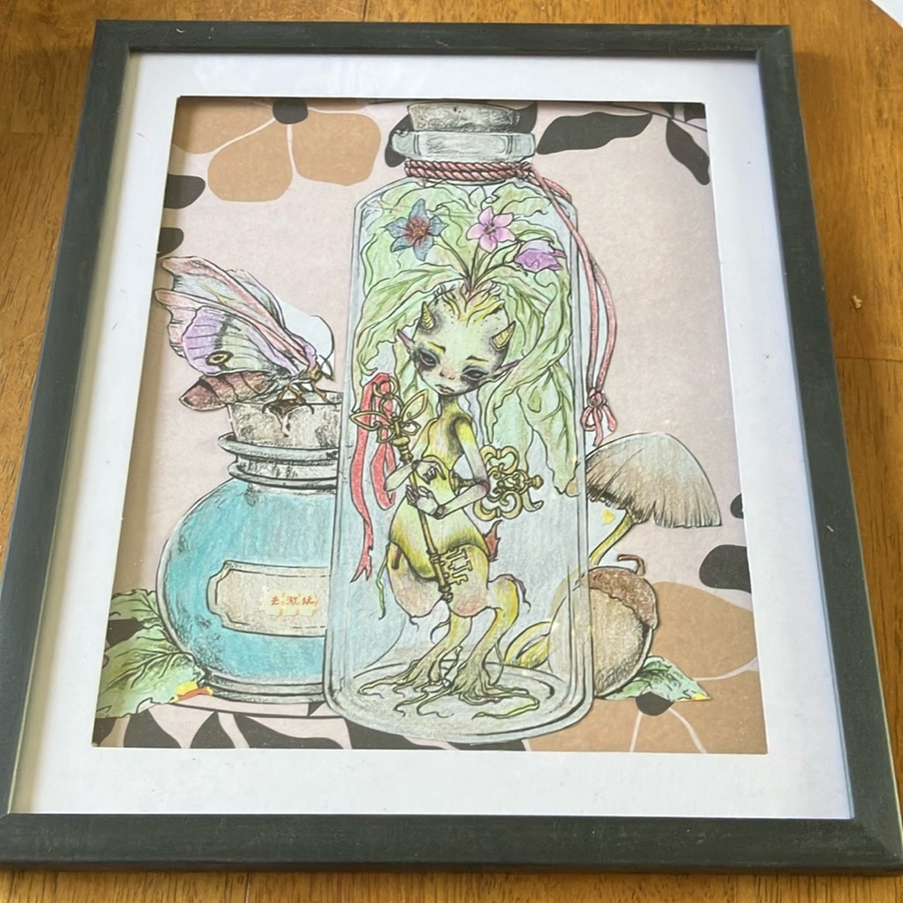 Framed Fantasy Art Print with Black Frame
